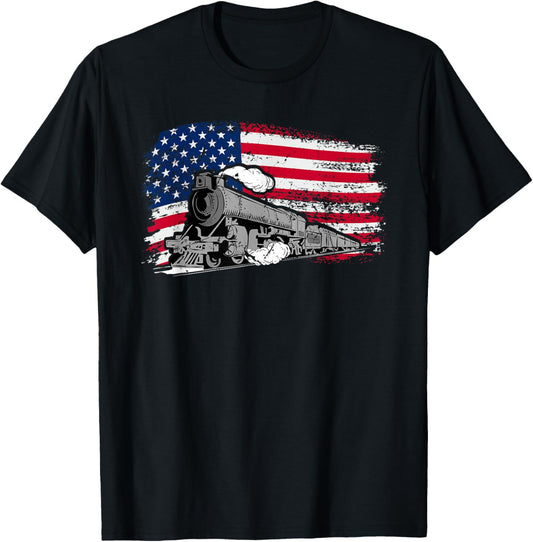 Patriotic Railway American Flag Locomotive Steam Train