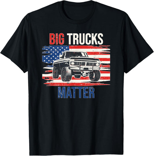 Funny Big Trucks Matter Love Lifted Truck American Flag