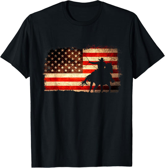 Rodeo Cowboy Western Country Horse Usa Flag 4Th Of July