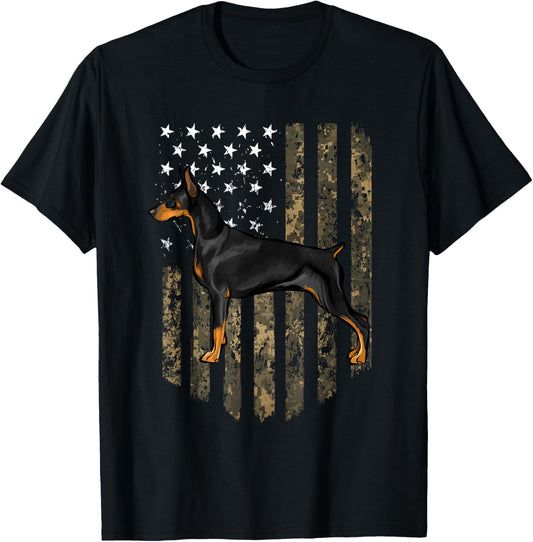Camo American Flag Doberman Pinscher 4Th Of July Usa