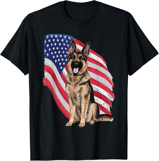Patriotic German Shepherd American Flag 4Th Of July