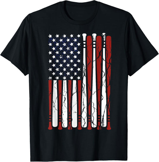 Vintage American Flag Baseball Men Boys Apparel Dad 4Th July
