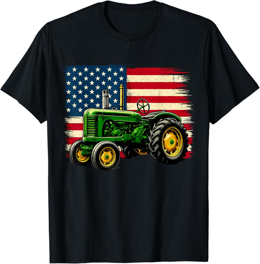 Patriotic Farmer 4Th Of July Tractor Usa Flag