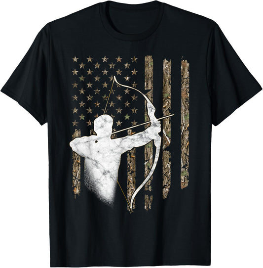 Archery Recurve Long Bow American Flag Camouflage Hunting