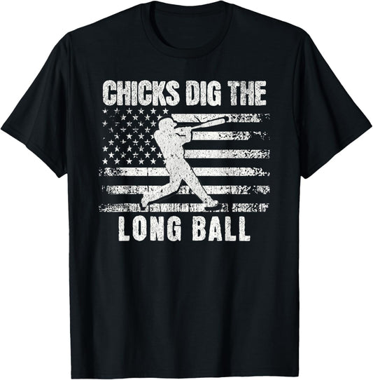 Funny Baseball Chicks Dig The Long Ball Usa Flag