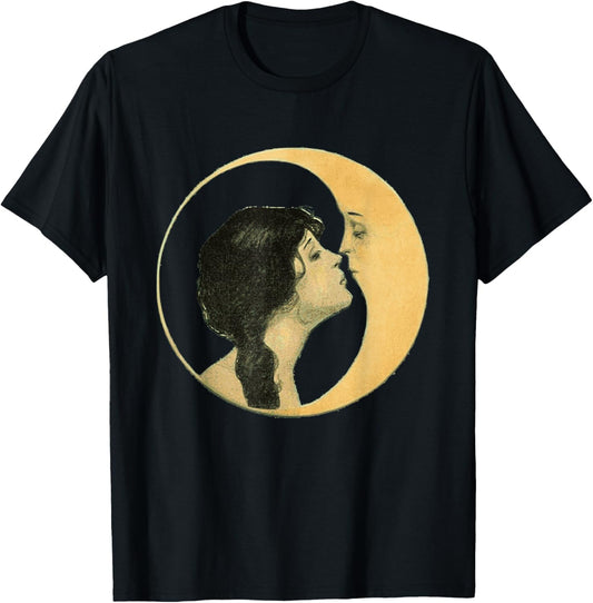 Romantic Kiss between a Woman and the Moon, Vintage Art