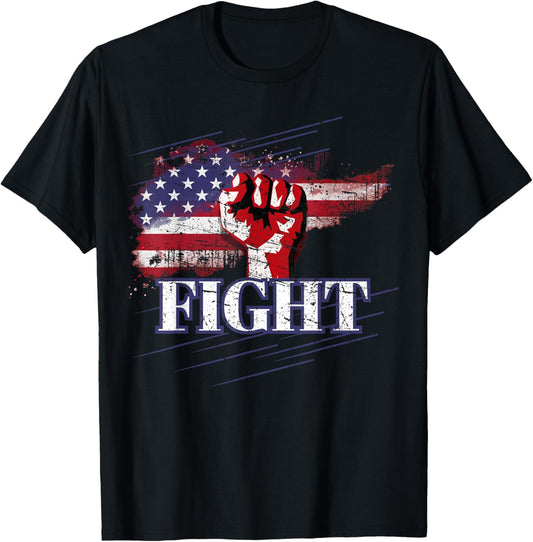 Trump Fight Fist Tee President Usa American Flag