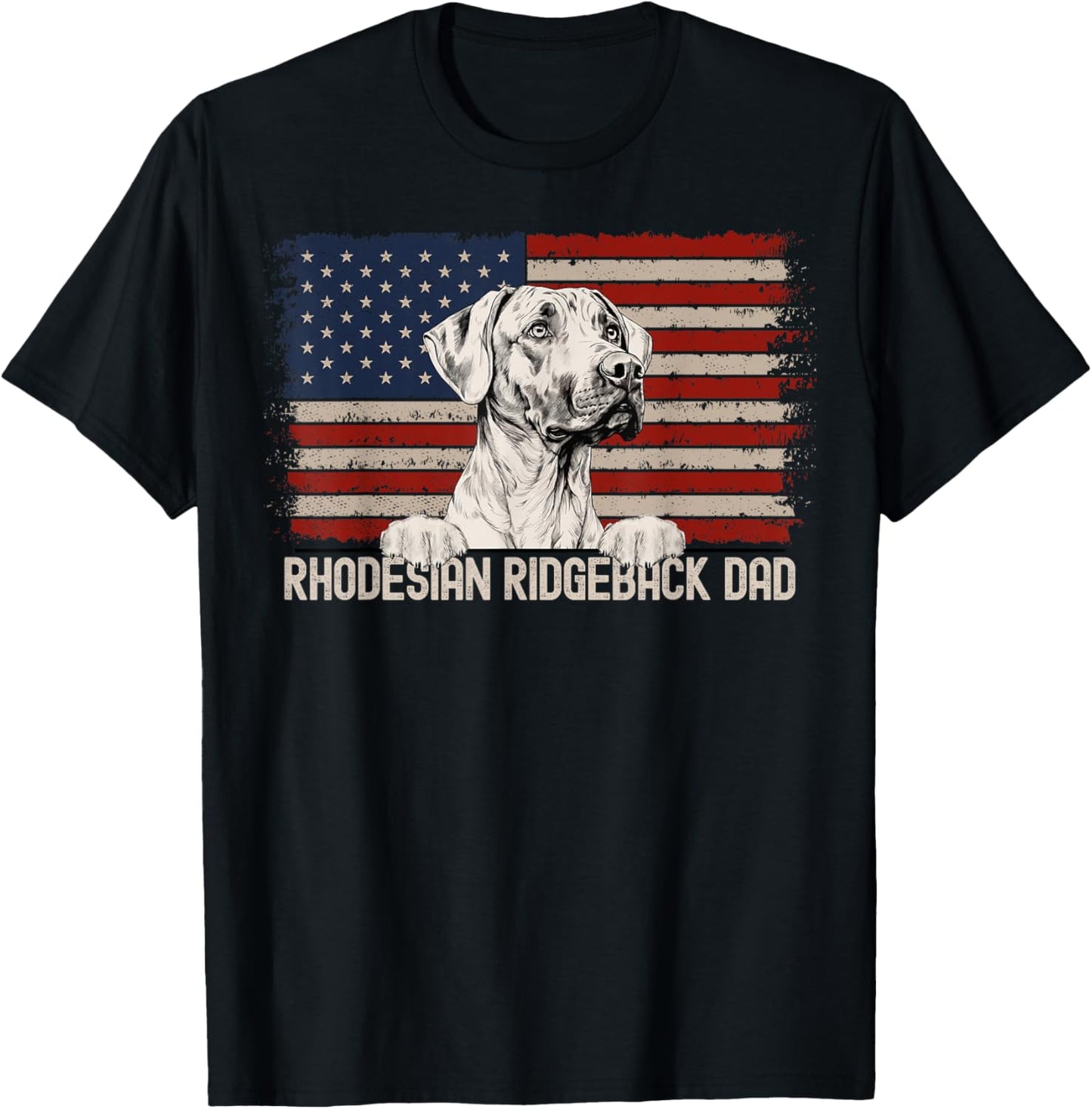 Best Dog Dad Ever American Flag Rhodesian Ridgeback Dad