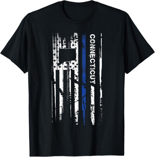 Connecticut Cop Thin Blue Line Leo Police American Flag