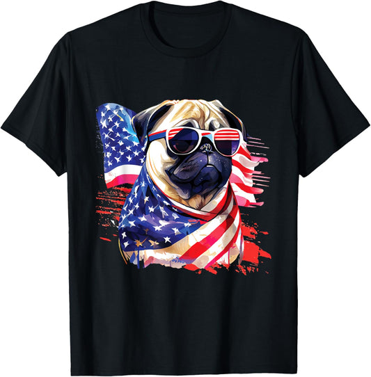 Patriotic Pug Usa American Flag Dog Lover Pet Owner