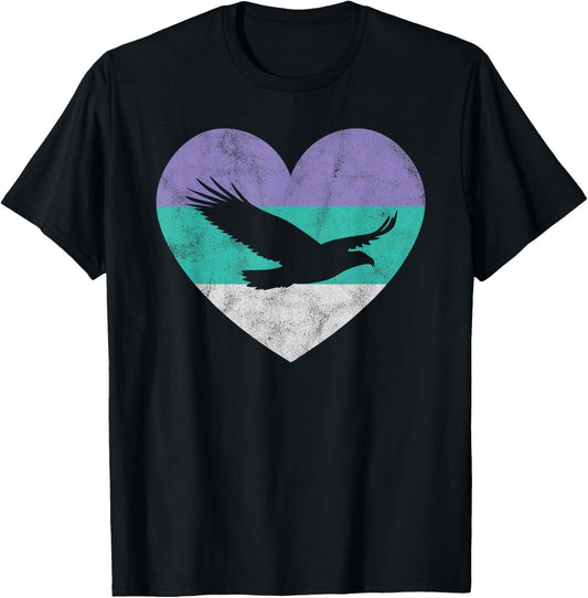 Animal Pet Shirts And Hoodies Retro Vintage Gifts Women's Black Bald Eagle Heart