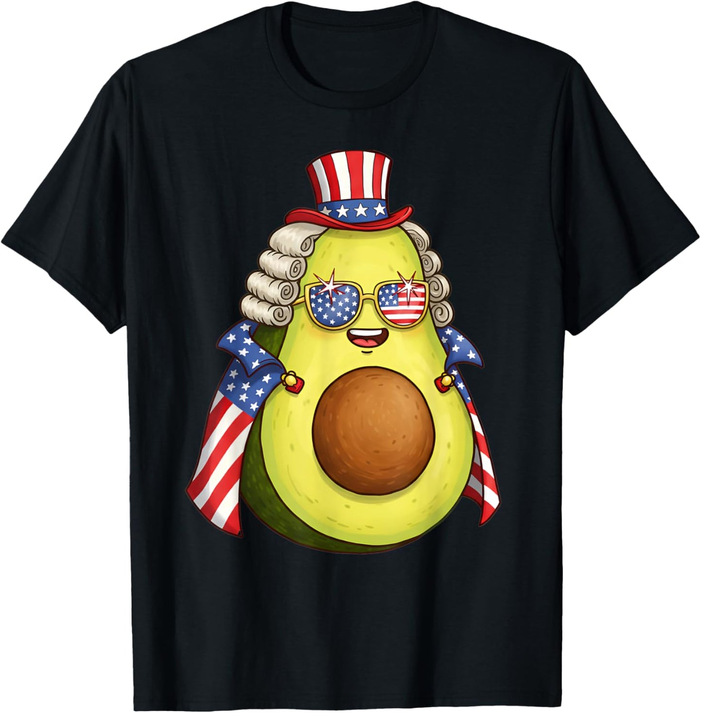 Cute Avocado American Flag Cape 4Th Of July America Usa Tees