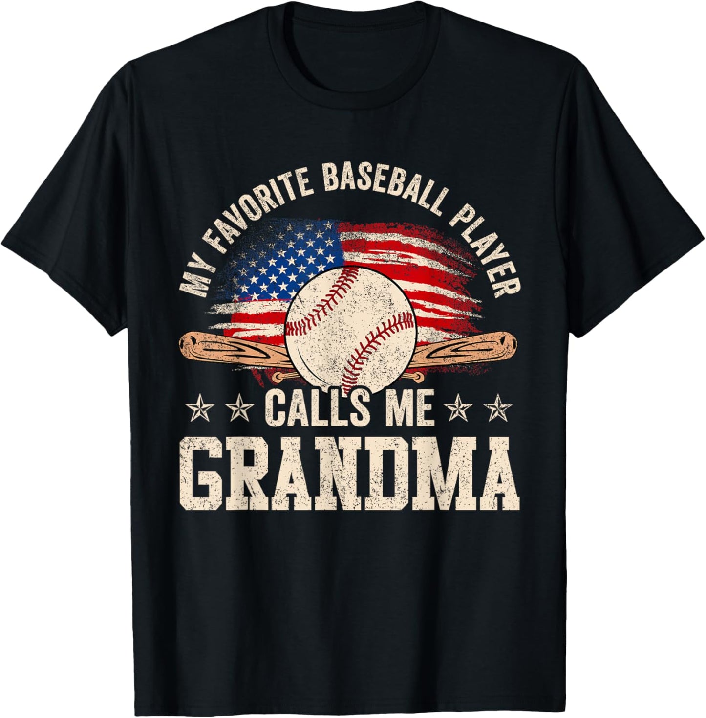 My Favorite Baseball Player Calls Me Grandma Usa Flag
