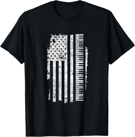 Piano T Shirt Keyboard Usa Flag Pianist Gifts Music