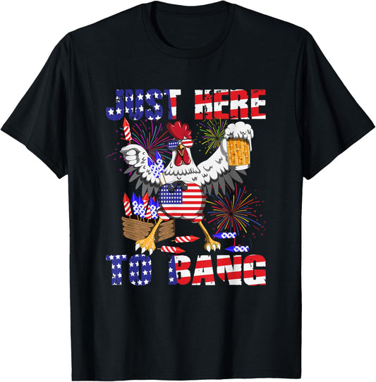 4Th Of July Holiday Chicken Rooster Beer Usa Flag Firework