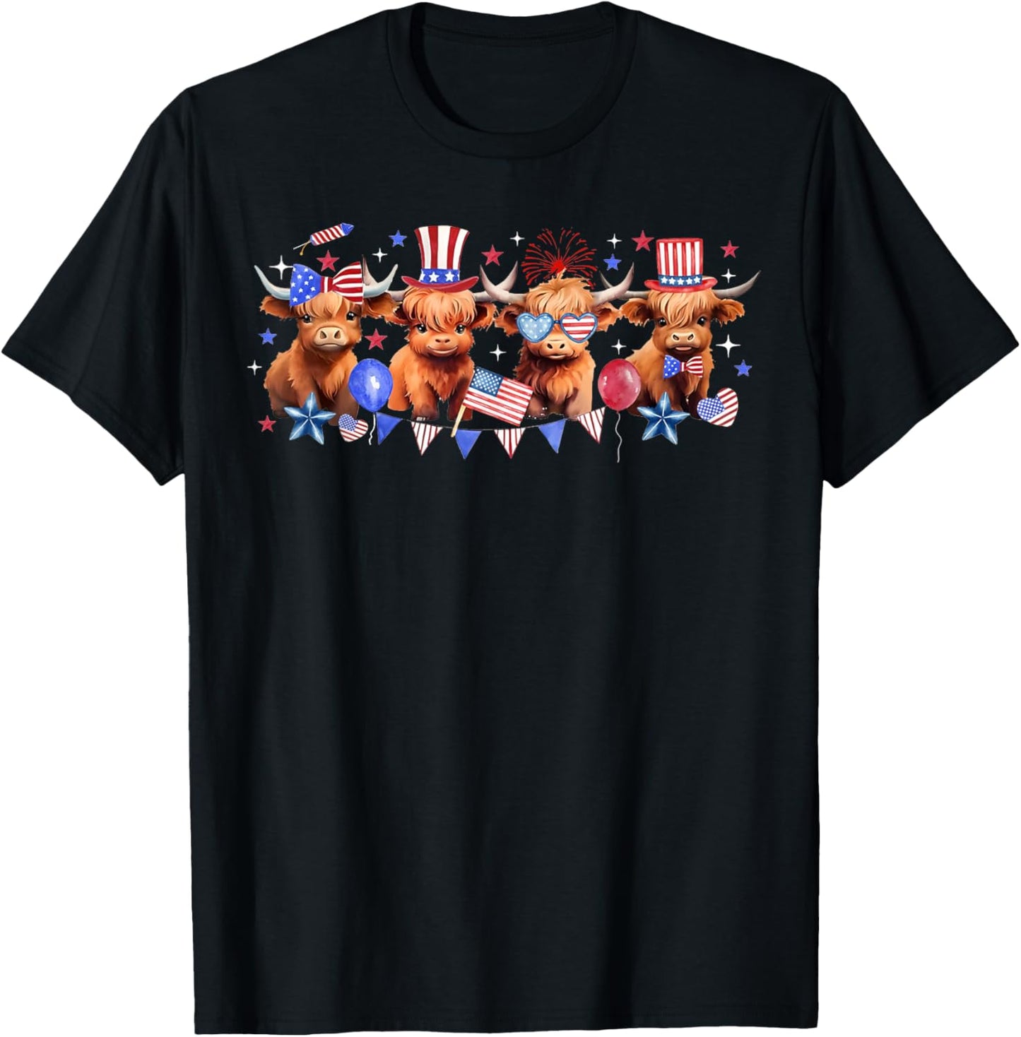 American Flag Highland Cow 4Th Of July Funny Cows Lover Cool