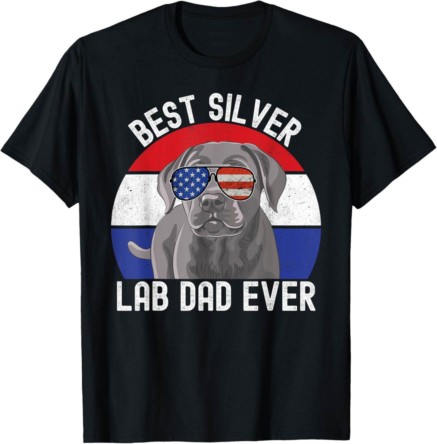 Best Silver Lab Dad Ever Vintage Patriotic American Flag