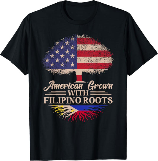 American Grown With Filipino Roots Half American Flag