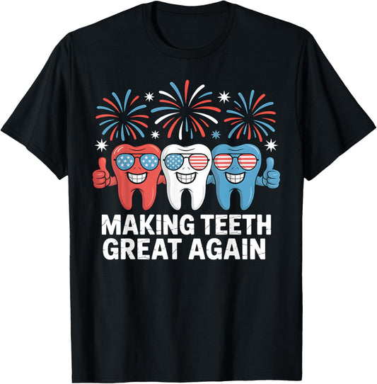 Funny Patriotic Teeth Red White Blue Usa Dental Design
