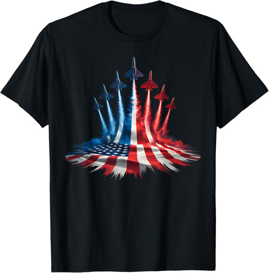 American Flag Jet Flyover 4Th Of July Memorial Day Usa Pride