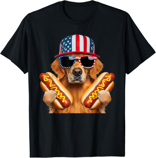 Golden Retriever Hotdog 4Th Of July American Flag Patriotic