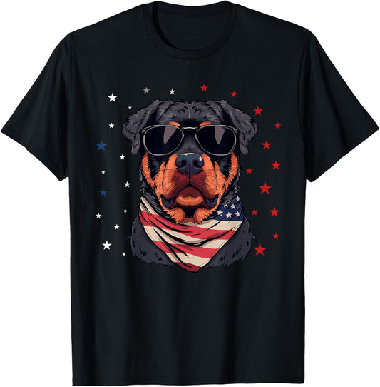 Patriotic American Rottweiler Usa Flag Dog 4Th Of July