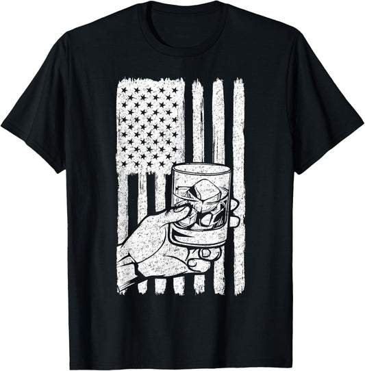 Retro Bourbon Whisky 4Th Of July American Usa Flag