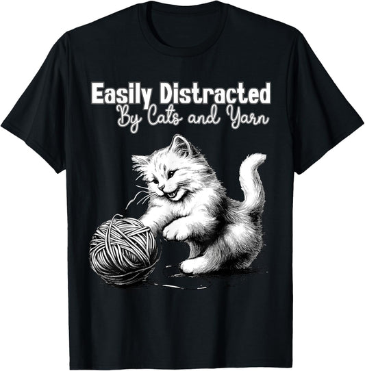 Adorable Knitting and Crochet Happy Cat Yarn Lovers Gift