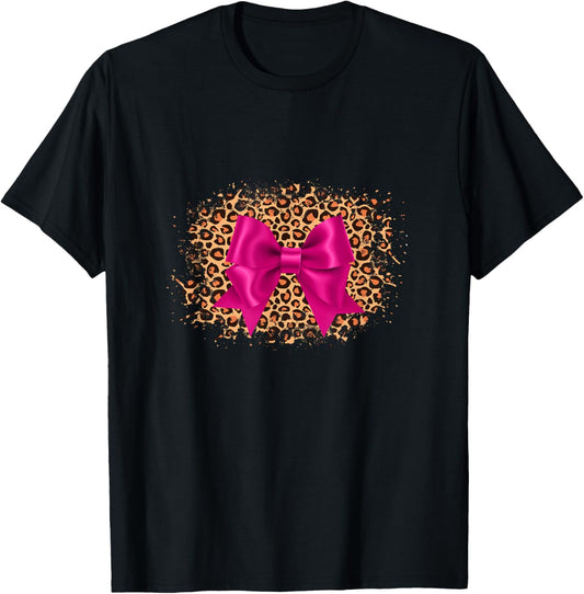 Pink Bow Leopard Cheetah Women Teens Y 2k Bow Ribbons print