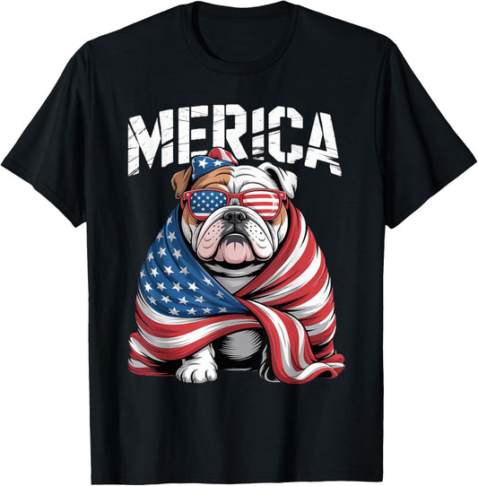 Merica English Bulldog Patriotic American Flag 4Th Of July