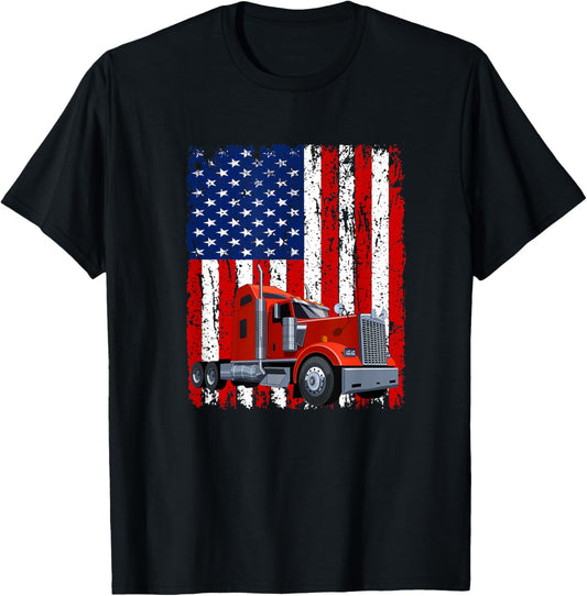 Semi Truck Usa Flag 4Th Of July Patriotic Boy Kid Toddler