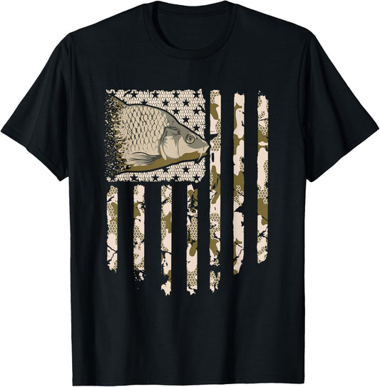 Carp Fishing Camo American Flag Camouflage Fisherman Vintage