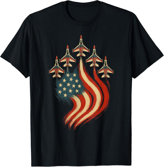 Retro Flying Jets Usa Flag For Men Patriotic 4Th Of July Boy
