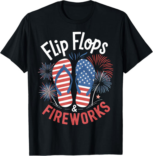 Flip Flops And Fireworks 4Th Of July Usa Flag Patriotic