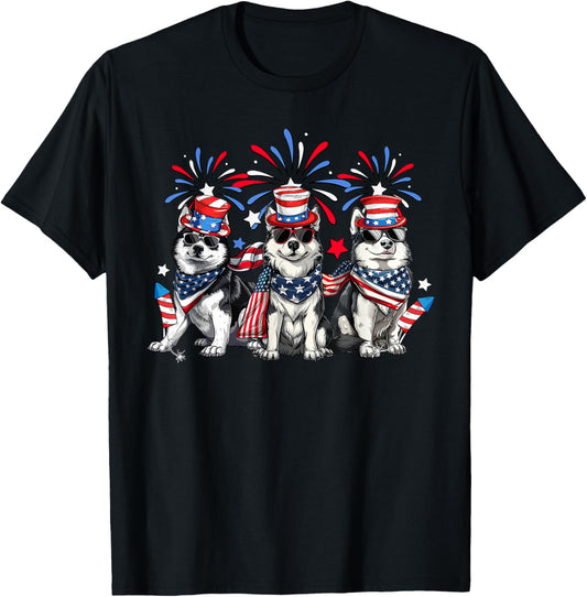 Husky Dog 4Th Of July Patriotic Usa Flag Red White And Blue