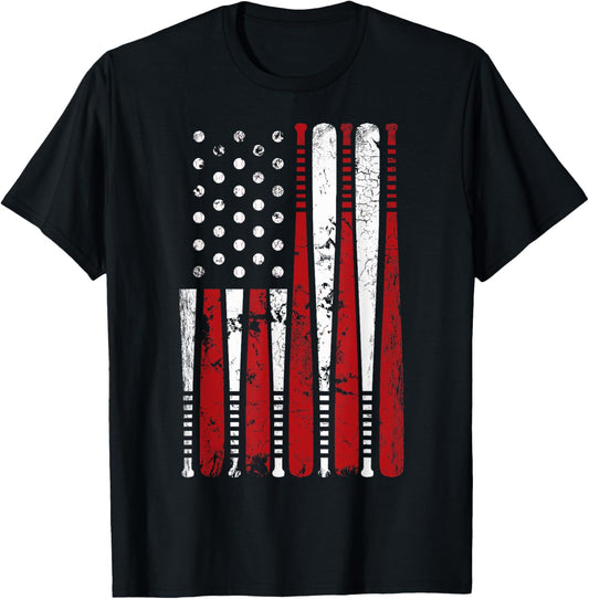 Vintage Baseball Bat American Usa Flag Graphic