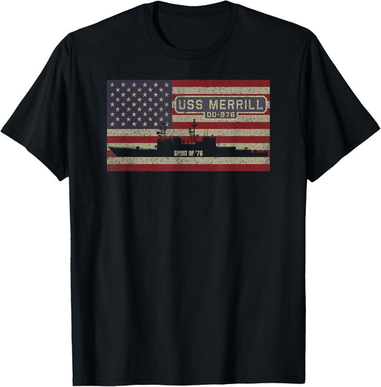 Uss Merrill Dd 976 Destroyer Ship Usa American Flag