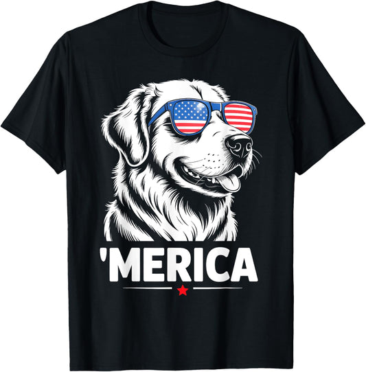 American Flag Patriotic Golden Retriever 4Th Of July America
