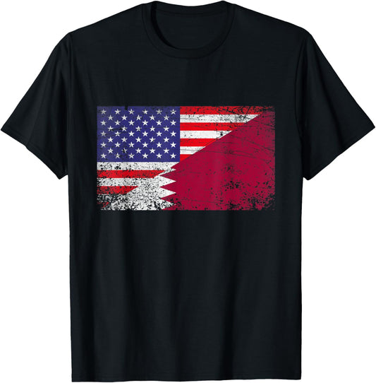 Distressed Qatar Flag American Flag Patriotic