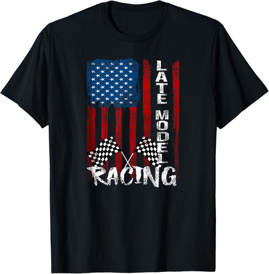 Late Model Racing Dirt Track Race Car American Flag Usa