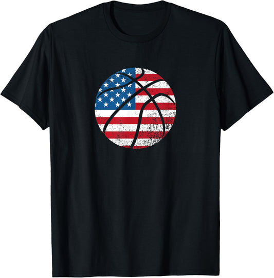 Vintage Usa American Flag Basketball Patriotic 4Th July
