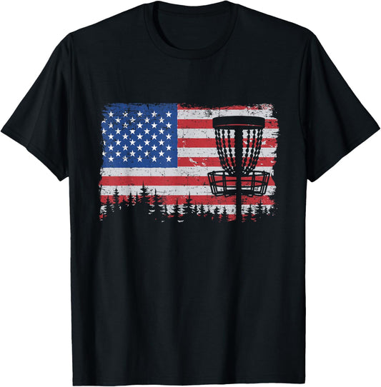 Us American Flag Disc Golf Basket Frisbee Vintage Disc Golf