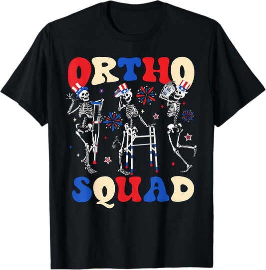 Retro Ortho Squad Dancing Skeleton Orthopedic 4Th Of July
