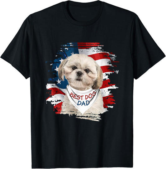 Best Shih Tzu Dad Ever American Flag Dog Fathers Day