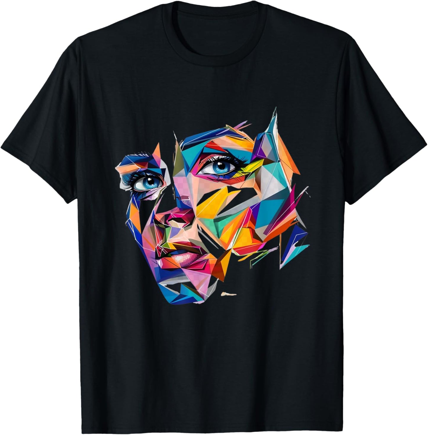 Geometric Face Art Colorful Abstract Portrait Modern Graphic