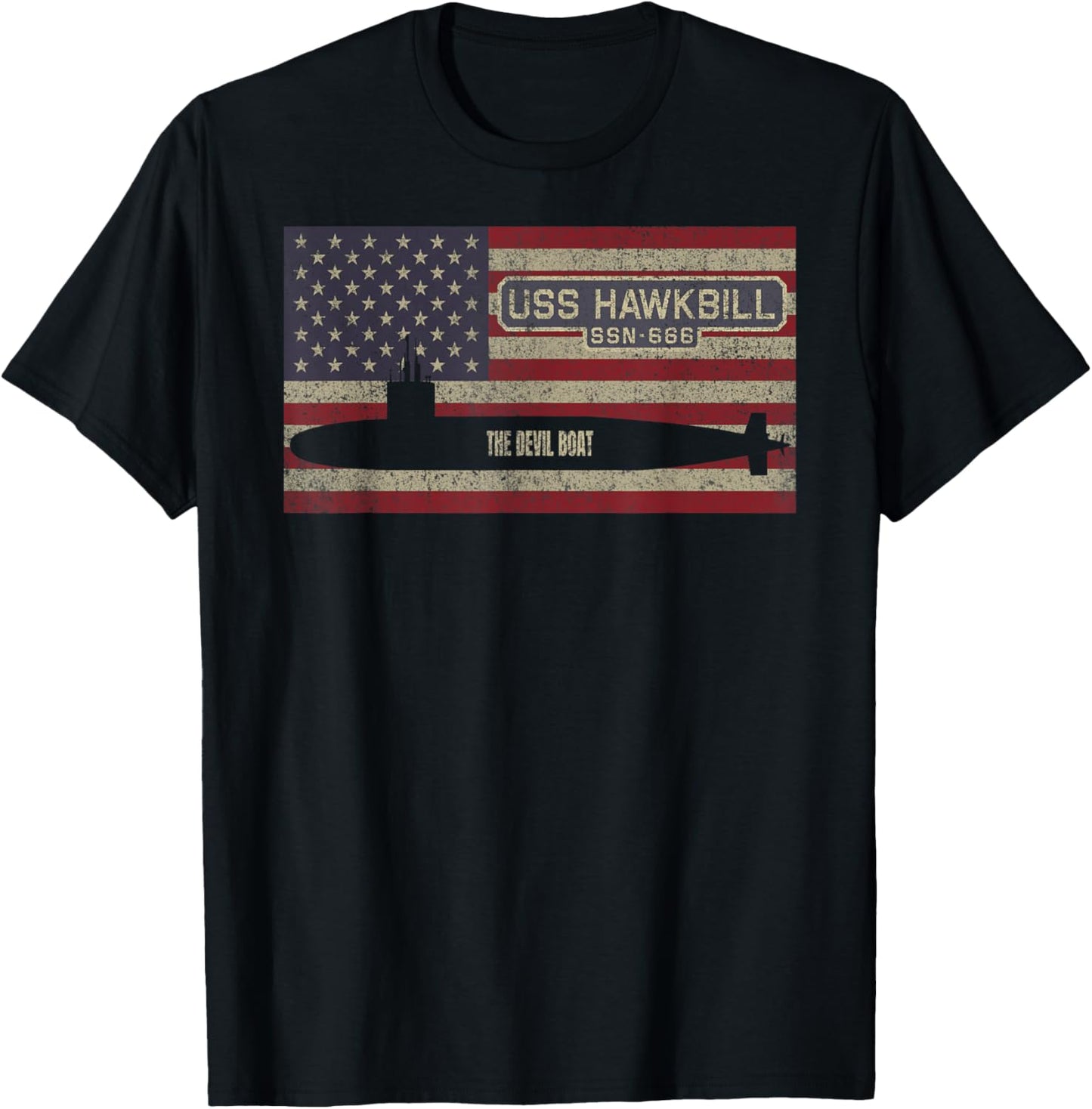 Uss Hawkbill Ssn 666 Submarine Usa American Flag