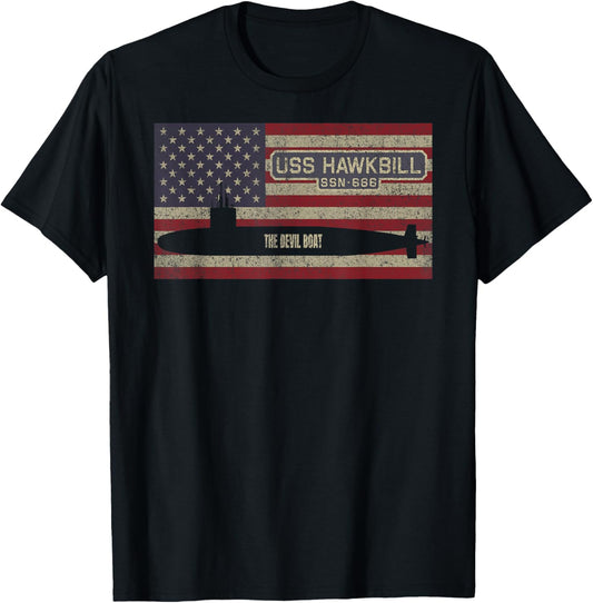 Uss Hawkbill Ssn 666 Submarine Usa American Flag