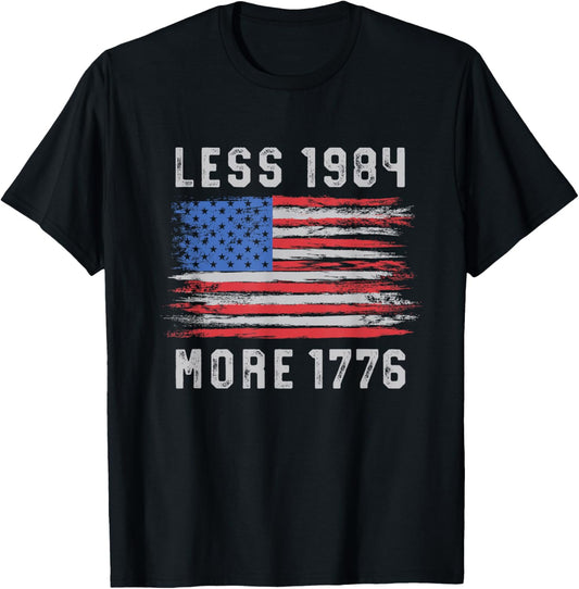 Less 1984 More 1776 Free Speech Vintage Grunge Flag July 4Th