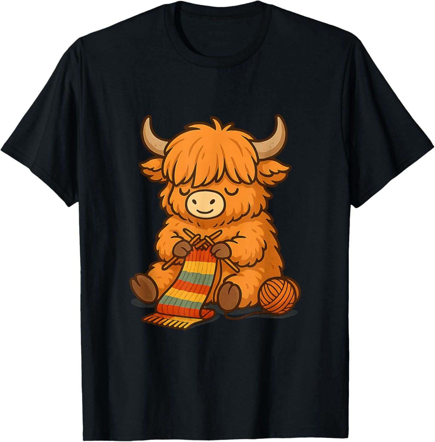 Funny Knitting Highland Cow Cute Knitter Crochet Yarn Meme