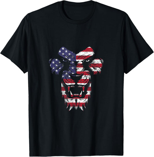 Vintage Patriotic Roaring Lion Usa American Flag 4Th Of July